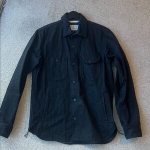 Men's Black Casual Button-Down Shirt Jacket